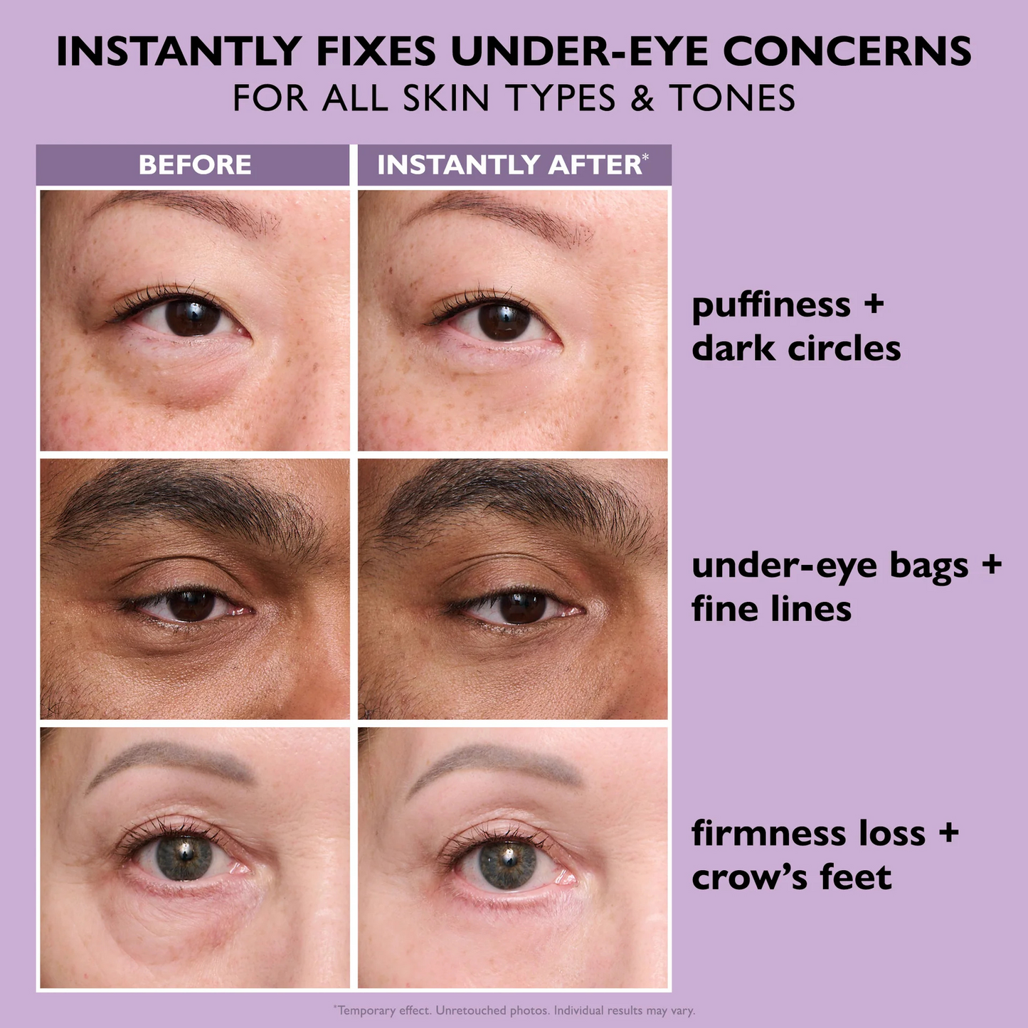 Instant Temporary Eye Tightener Easy-Wear Formula